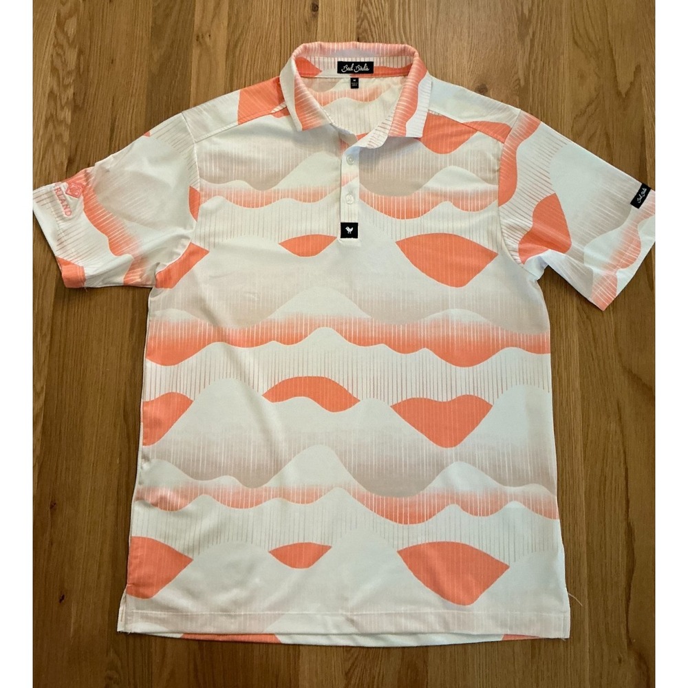 Bad Birdie "Kierland" Graphic Performance Polo – Coral / White – Men's M – Golf